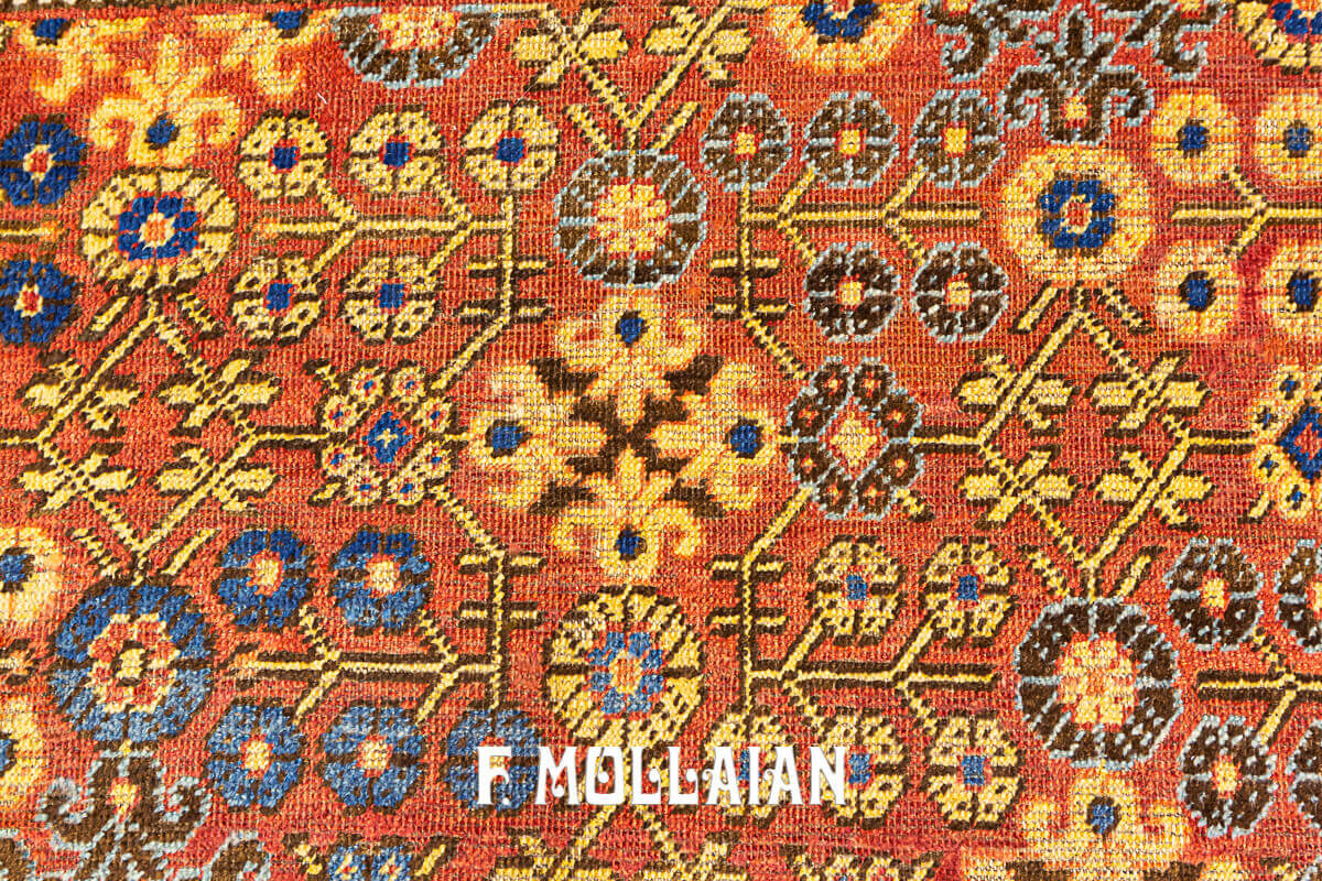 Tappeto Antico Khotan con sfondo color ruggine a tutto campo n°:34459359